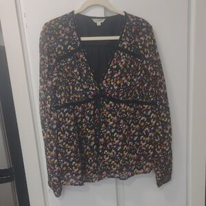 Lucky Brand Floral Blouse - Black and Multicolor